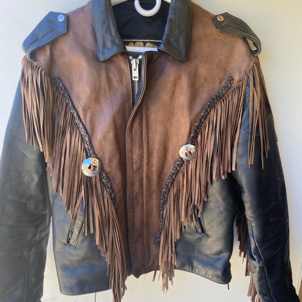 Vintage fringe genuine leather woman’s jacket